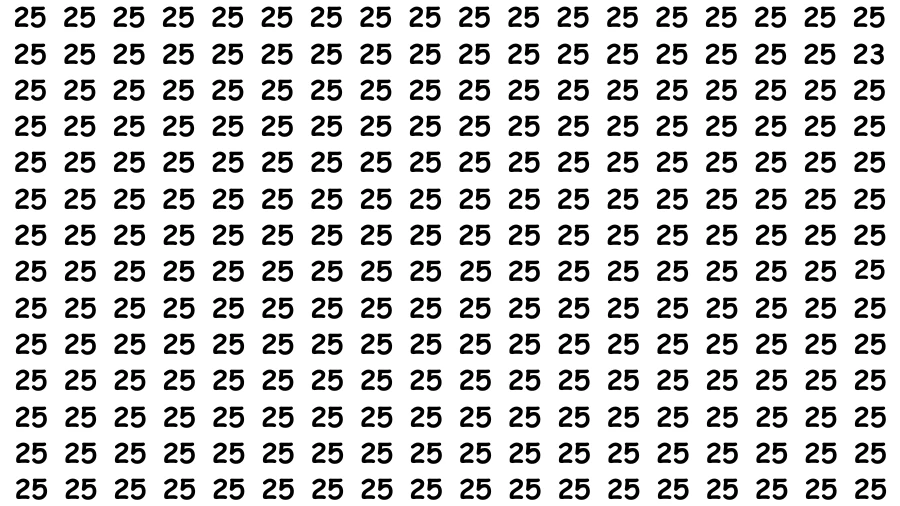 Brain Teaser Find the Number: If You Have Eagle Eyes find the Number 23 among 25 in 15 Secs