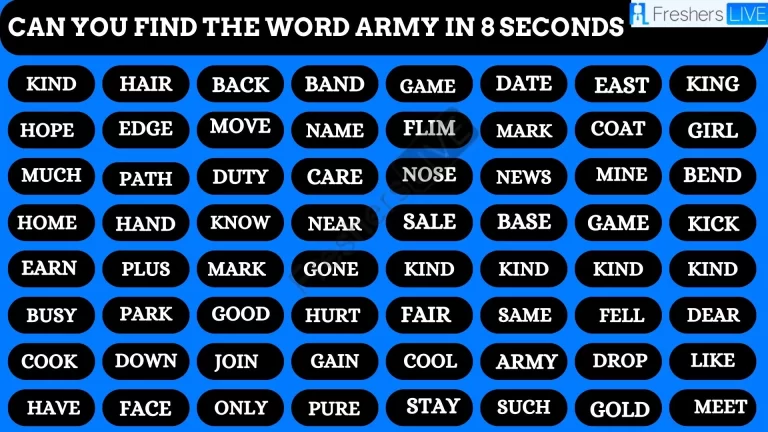 Only 20/20 HD Vision People can Find the Word Army in 8 Secs
