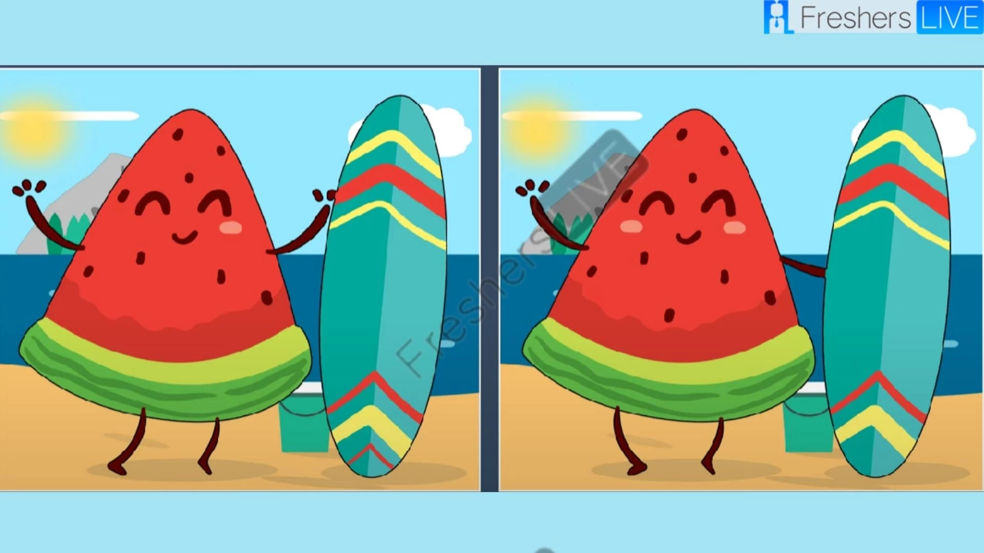 Only the most observant can spot 5 differences between the Watermelon pictures in 20 seconds.