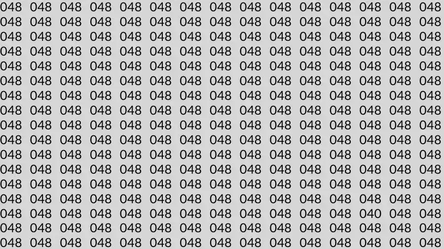 Optical Illusion Brain Challenge: If you have 50/50 Vision Find the number 040 among 048 in 12 Seconds?