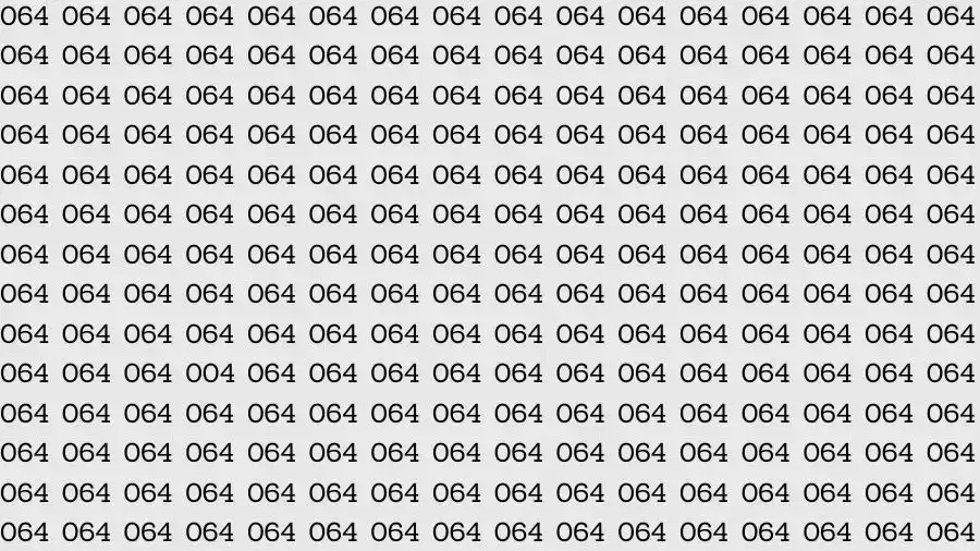 Optical Illusion Brain Test: If you have Sharp Eyes Find the number 004 among 064 in 7 Seconds?