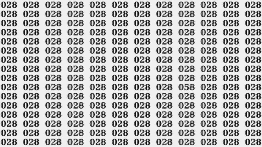 Optical Illusion Test: If you have Sharp Eyes Find the number 058 among 028 in 8 Seconds?