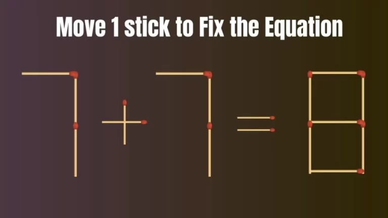 Brain Test:7+7=8 Move 1 Matchstick To Fix The Equation