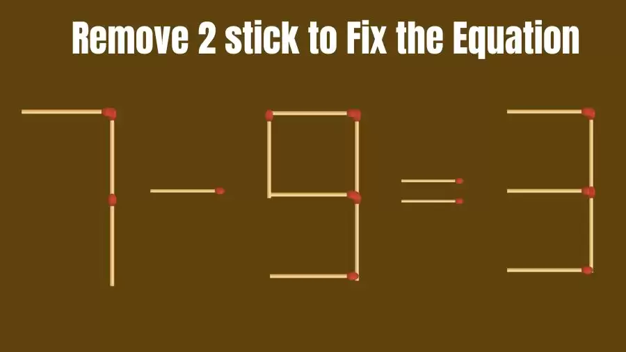 Matchstick Brain Teaser: 7-9=3 Remove 2 Matchsticks To Fix The Equation
