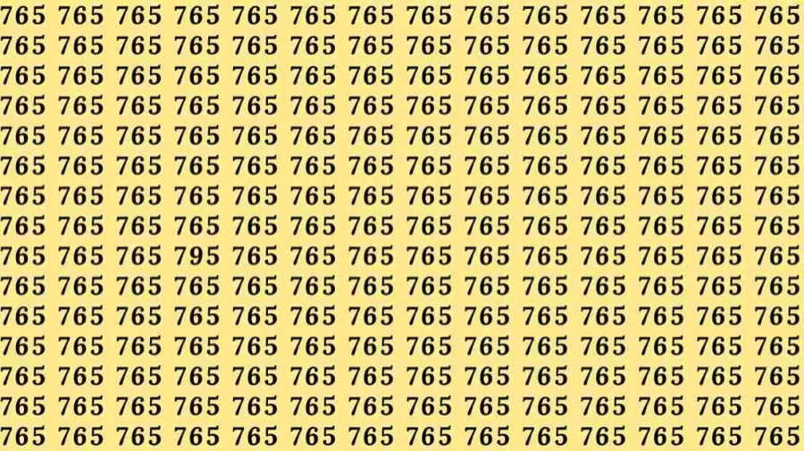Optical Illusion Challenge: If you have Hawk Eyes Find the number 795 among 765 in 7 Seconds?