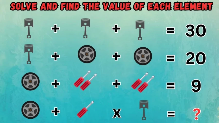 Brain Teaser Math Puzzle: Solve and Find the Value of Each Element