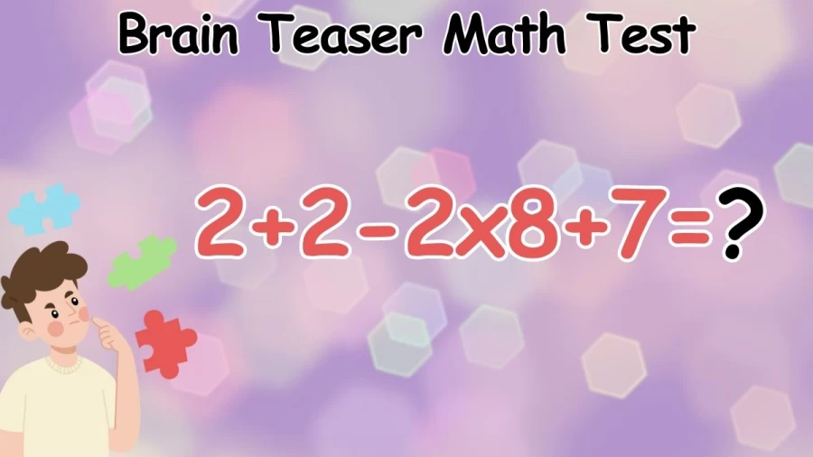Brain Teaser Math Test: Equate 2+2-2x8+7