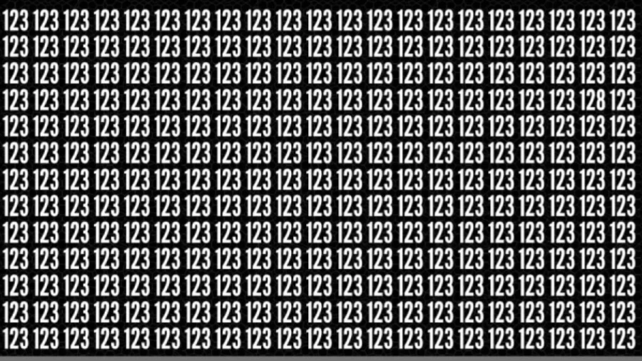 Observation Skills Test: Can you find the number 128 among 123 in 15 seconds?