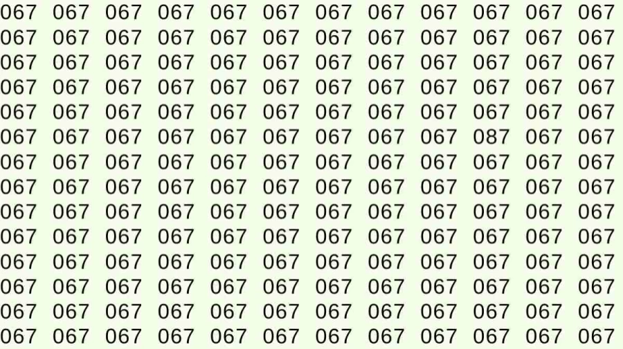Optical Illusion: Can you find 087 among 067 in 15 Seconds? Explanation and Solution to the Optical Illusion