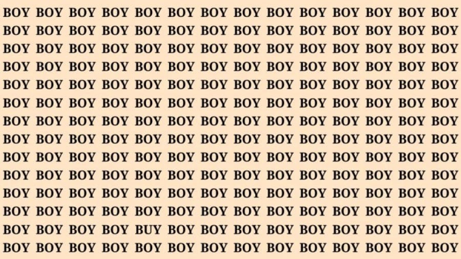 Brain Teaser: If You Have Sharp Eyes Find the Word Buy Among Boy in 20 Secs