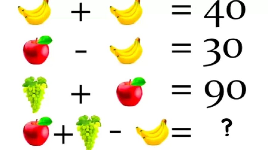 Brain Teaser Fruit Math Quiz: Can You Find The Value Of Each Fruit?