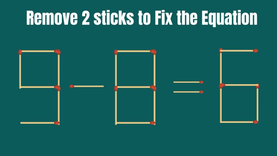 Brain Teaser Matchstick Puzzle: How can you Fix the Equation by Removing 2 Sticks?