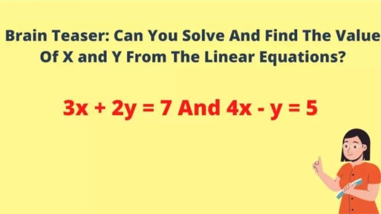 Brain Teaser Linear Equations: Can You Solve And Find The Value Of X and Y?