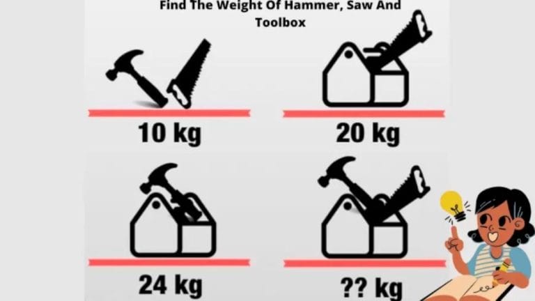 Brain Teaser Math Puzzle: Find The Weight Of Hammer, Saw And Toolbox